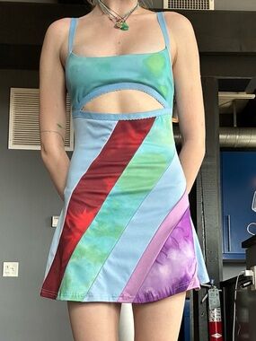 Cutout Strappy Multi-Color A-Line Dress